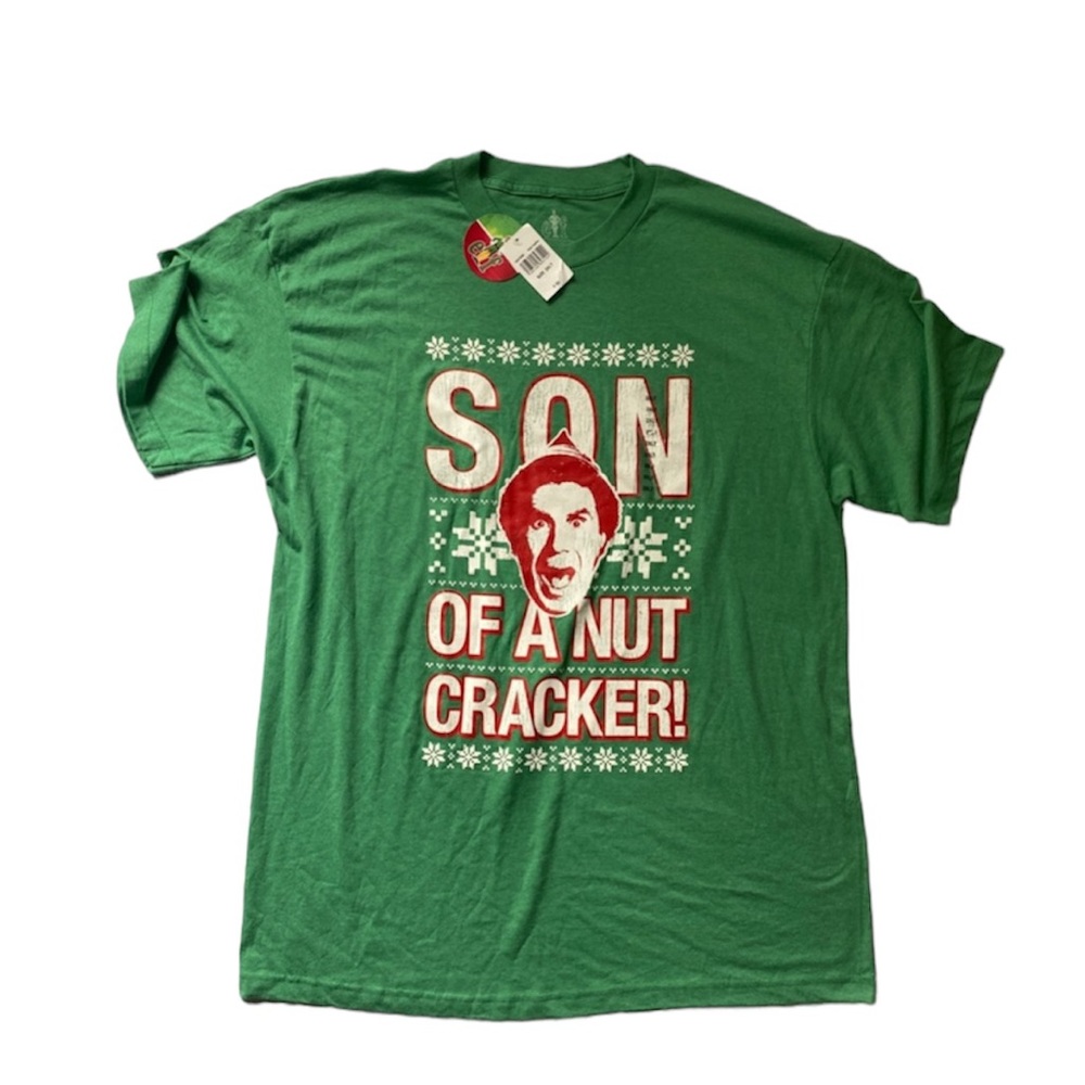 elf Son of‎ a nut cracker over sized long green 2Xl shirt